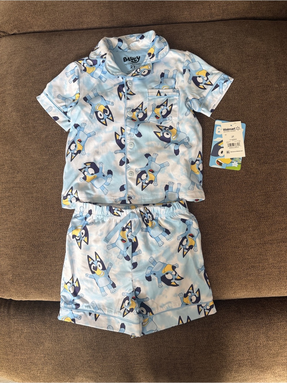Lucy Light Blue & White Bluey Short Sleeve Pajama Set